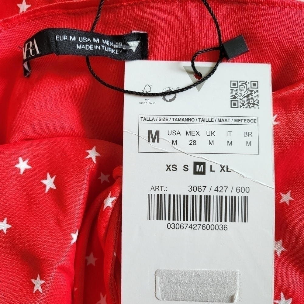 New Zara Satin Effect Stars Bodysuit Red NWT Size Medium - Picture 11 of 13